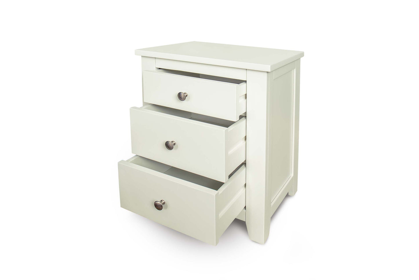 Brantham 2+1 Drawer Bedside Table - Soft White