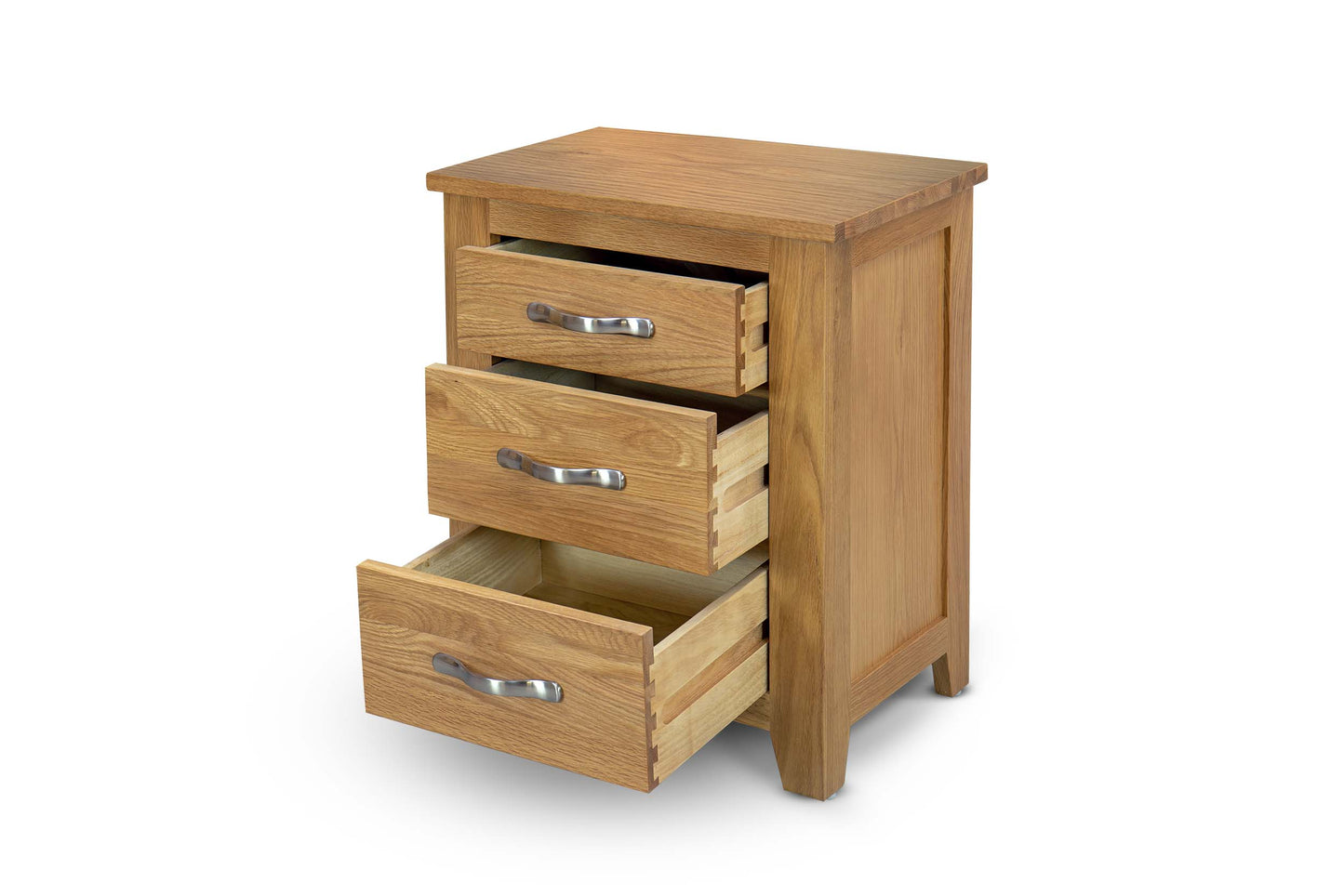 Brantham 2+1 Drawer Bedside Table - Natural Oak