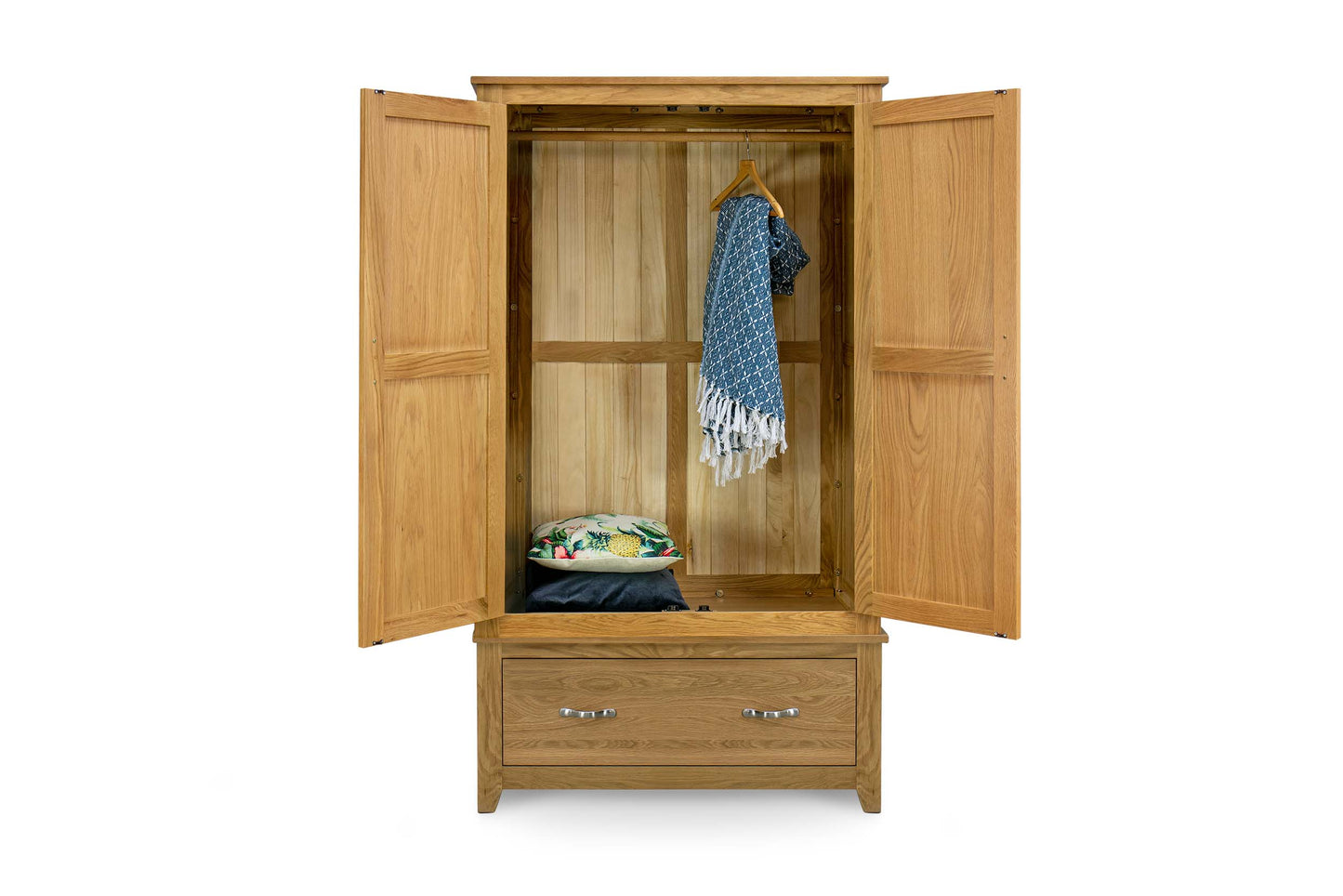 Brantham 1 Drawer Double Wardrobe - Natural Oak