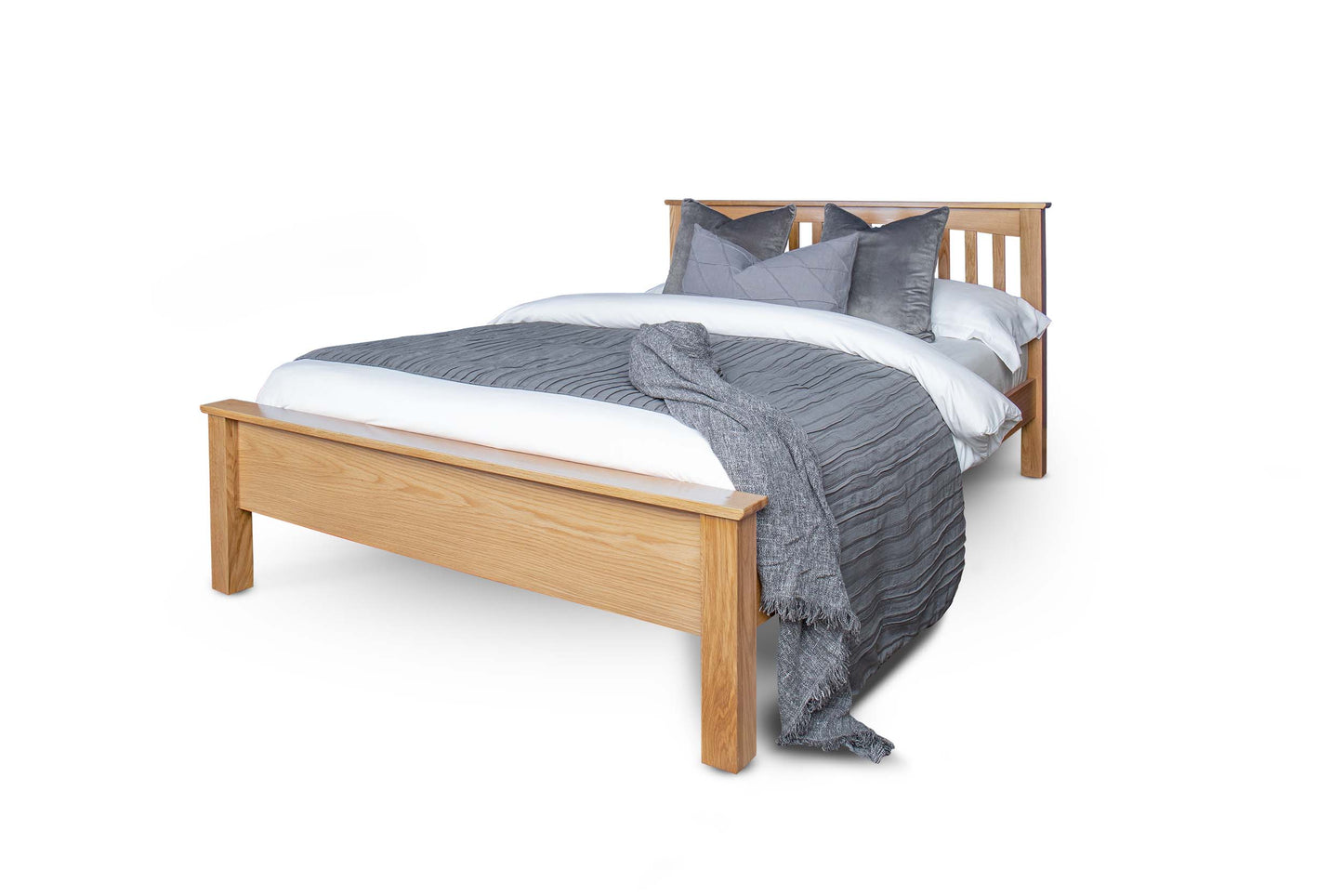 Brantham Bed Frame - Low Foot End - 5ft King Size - Natural Oak