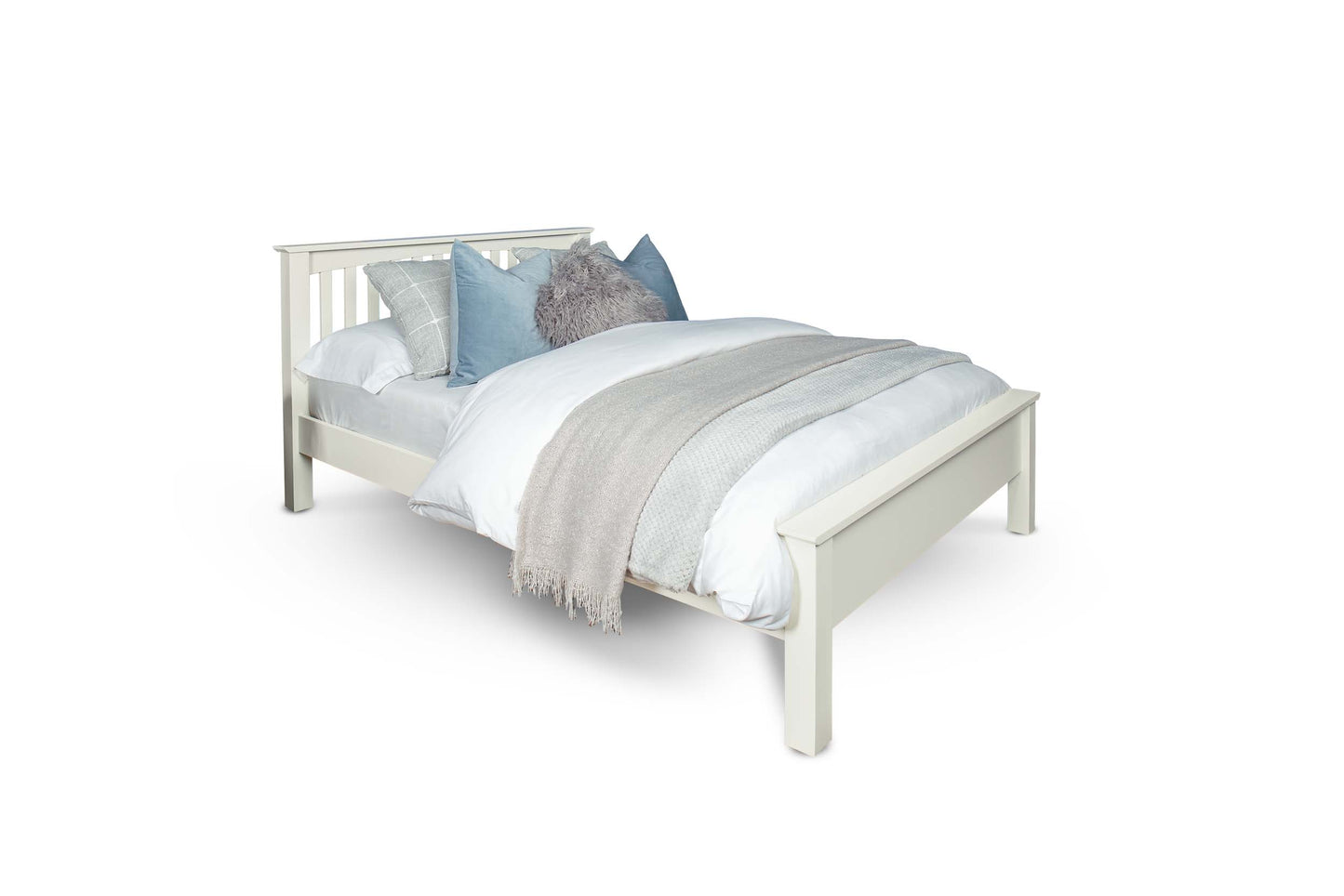 Brantham Bed Frame - Low Foot End - 4ft6 Double - Soft White