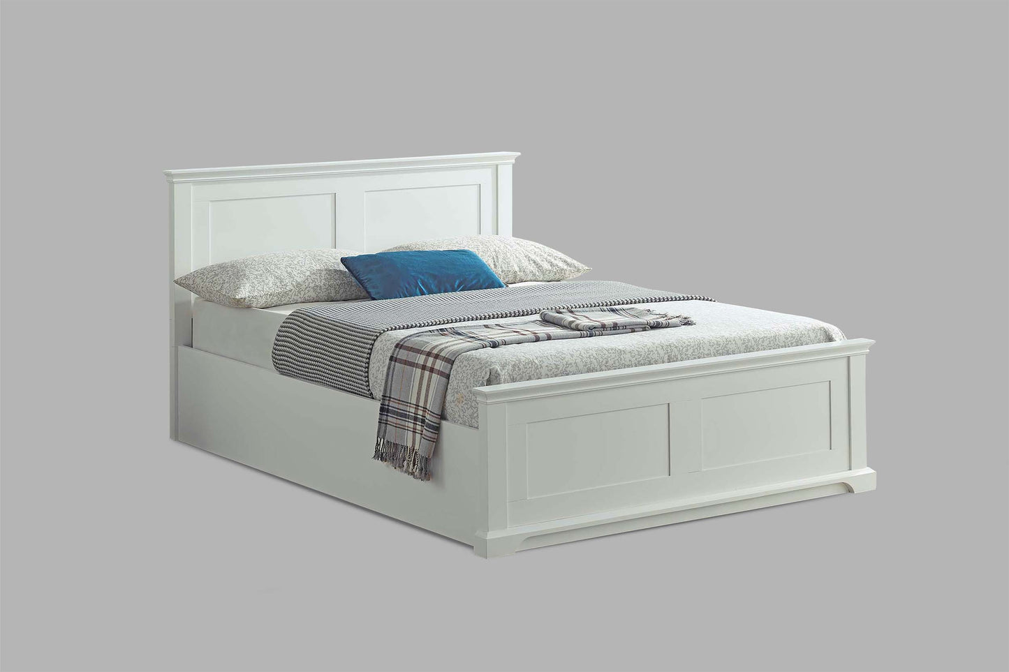 Chambery Bright White Ottoman Storage Bed Frame - 4ft6 Double