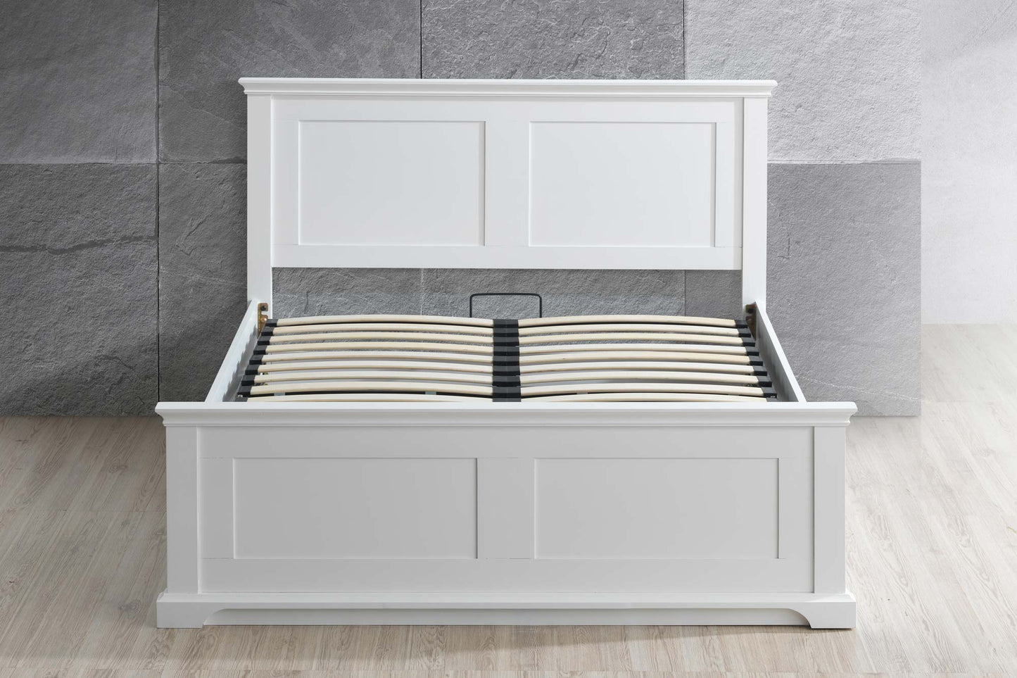 Chambery Bright White Ottoman Storage Bed Frame - 4ft6 Double