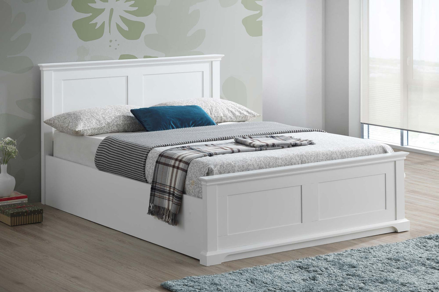 Chambery Bright White Ottoman Storage Bed Frame - 4ft6 Double