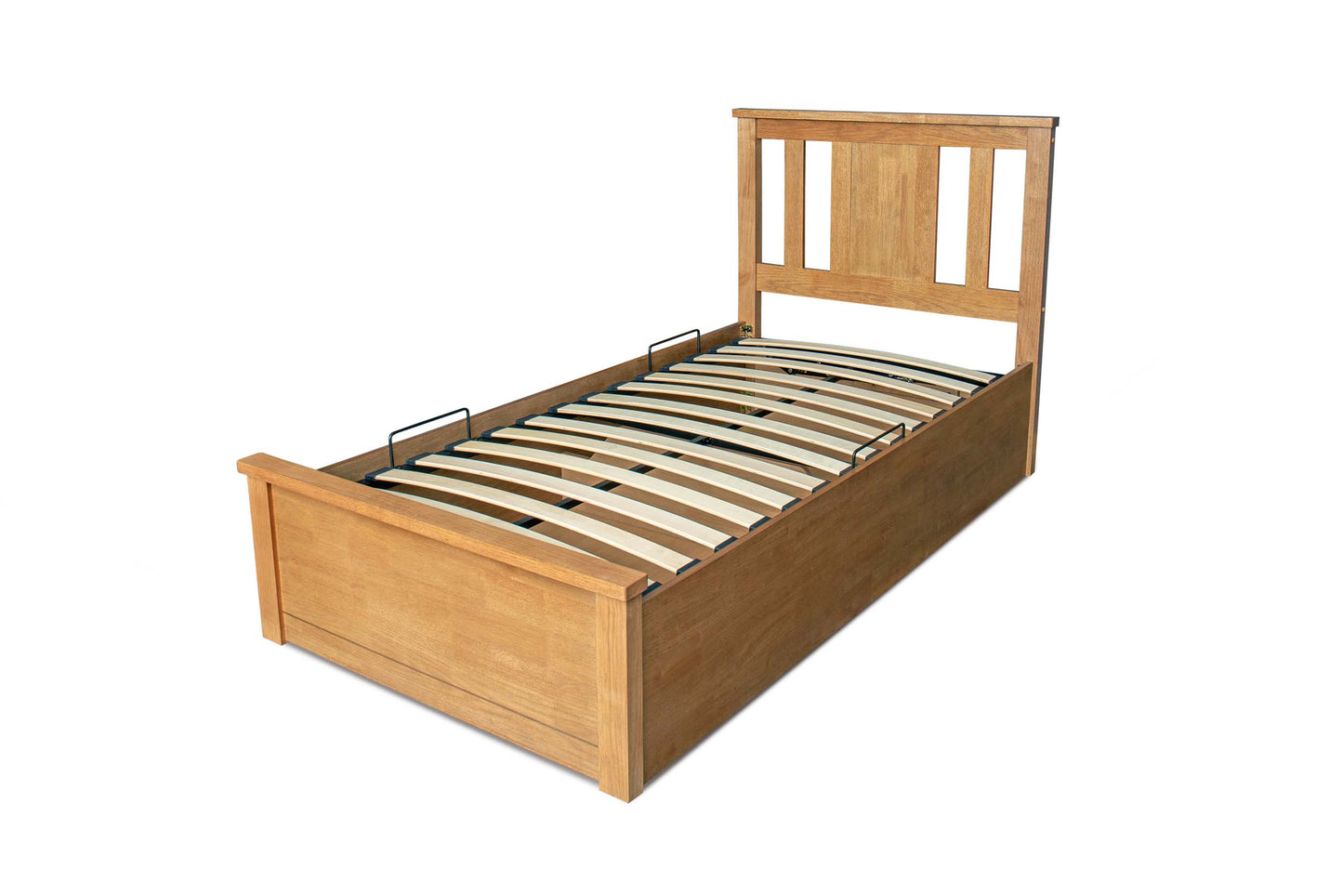 Chesterfield Ottoman Storage Bed Frame - 3ft Single - Medium Oak