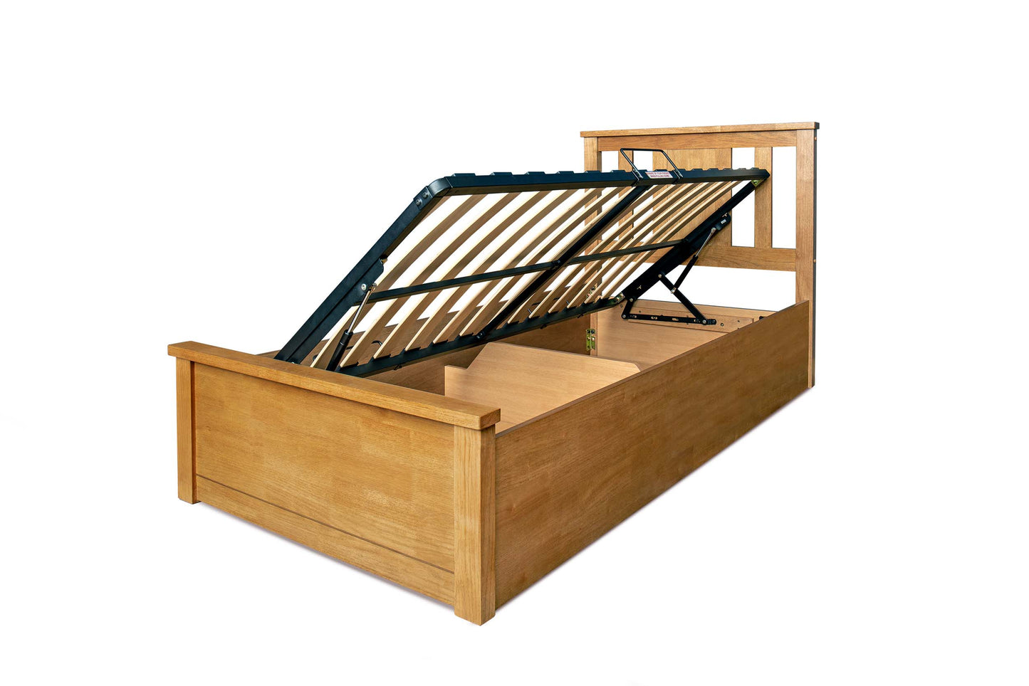 Chesterfield Ottoman Storage Bed Frame - 3ft Single - Medium Oak
