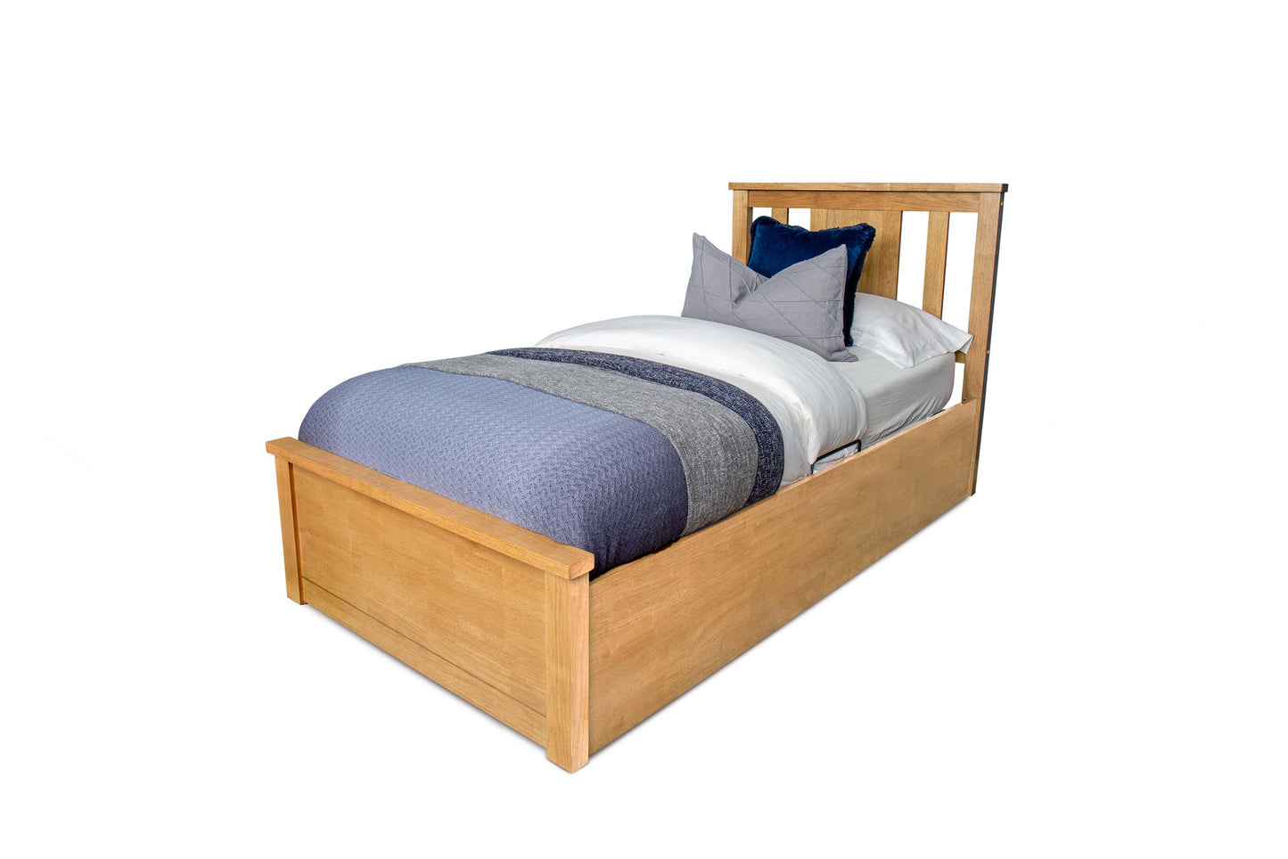 Chesterfield Ottoman Storage Bed Frame - 3ft Single - Medium Oak