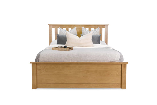 Chesterfield Ottoman Storage Bed Frame - 4ft6 Double - Natural Oak