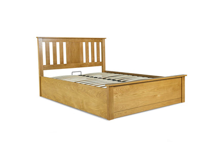 Chesterfield Ottoman Storage Bed Frame - 5ft King Size - Natural Oak