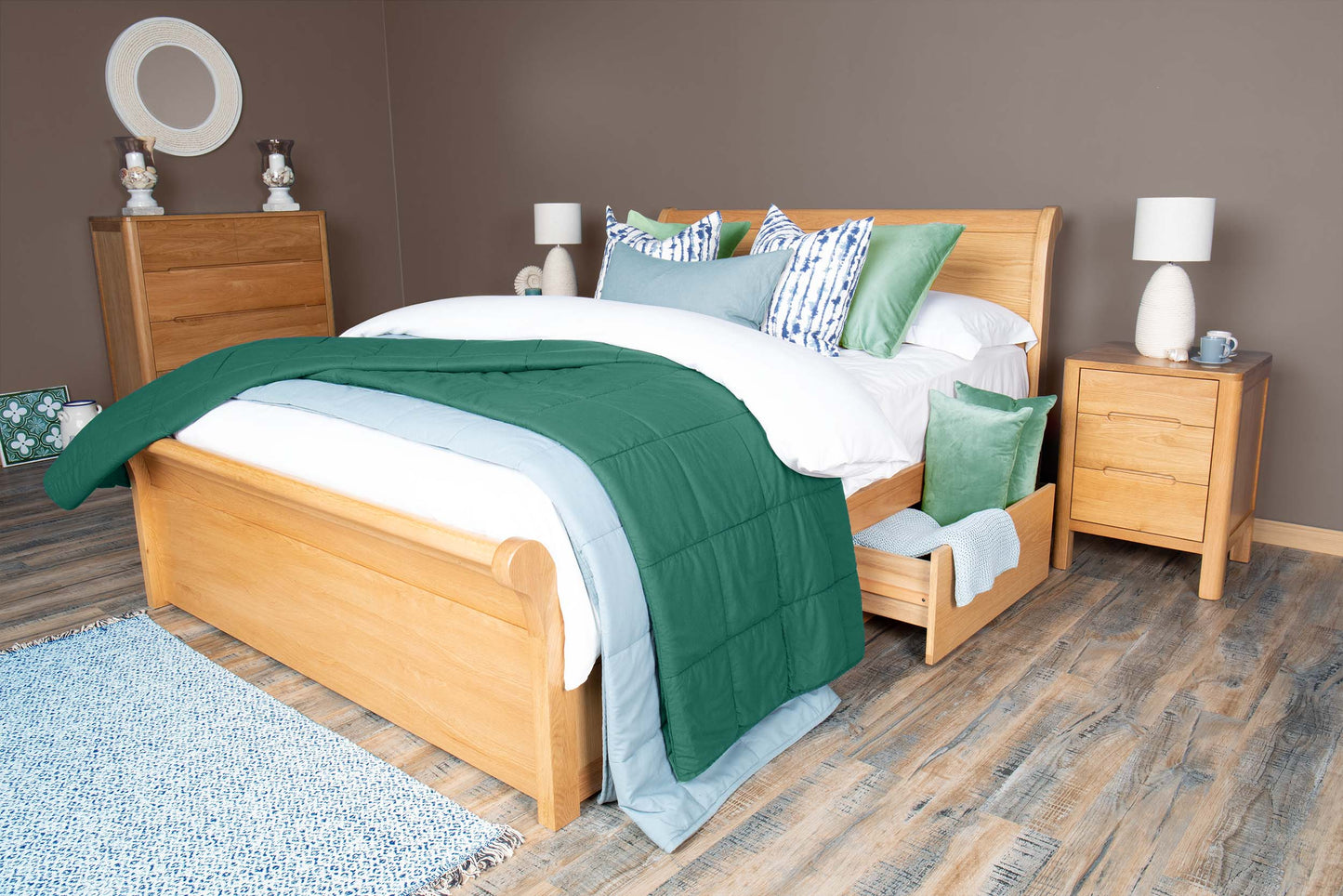 Mayfield Storage Bed Frame - 6ft Super King - Natural Oak