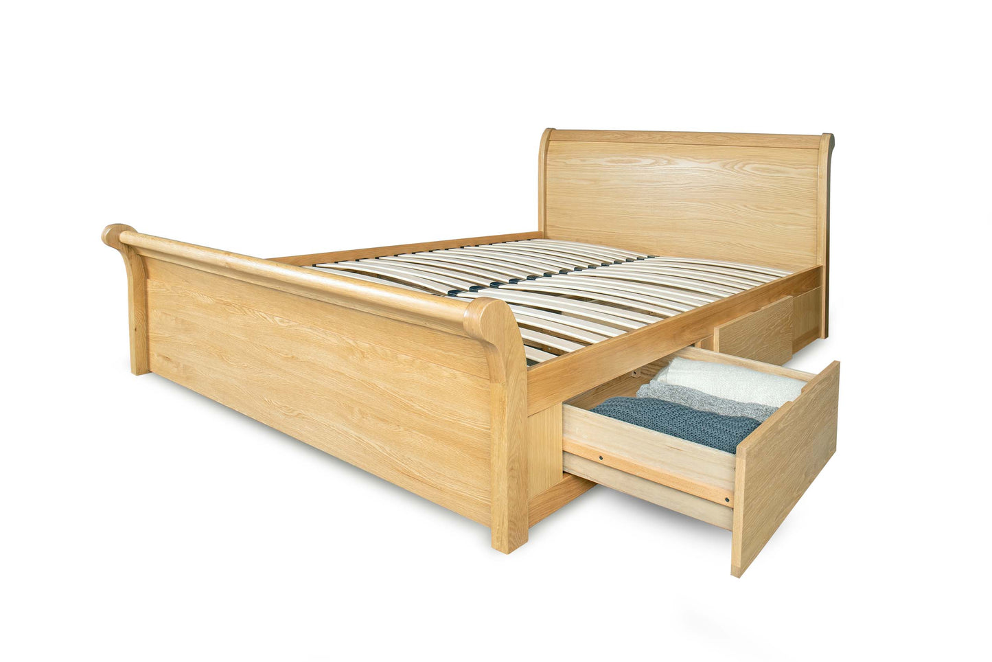 Mayfield Storage Bed Frame - 5ft King Size - Natural Oak