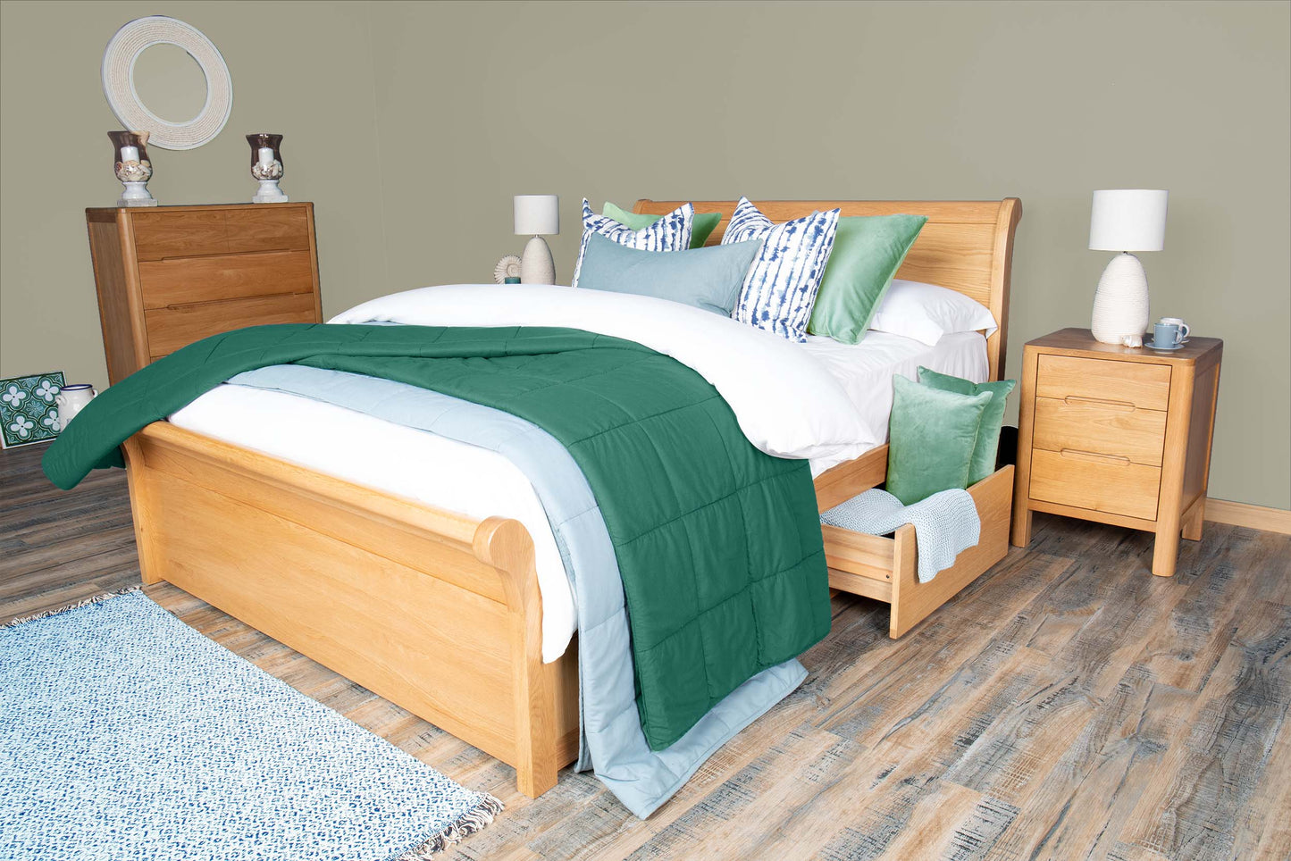 Mayfield Storage Bed Frame - 6ft Super King - Natural Oak