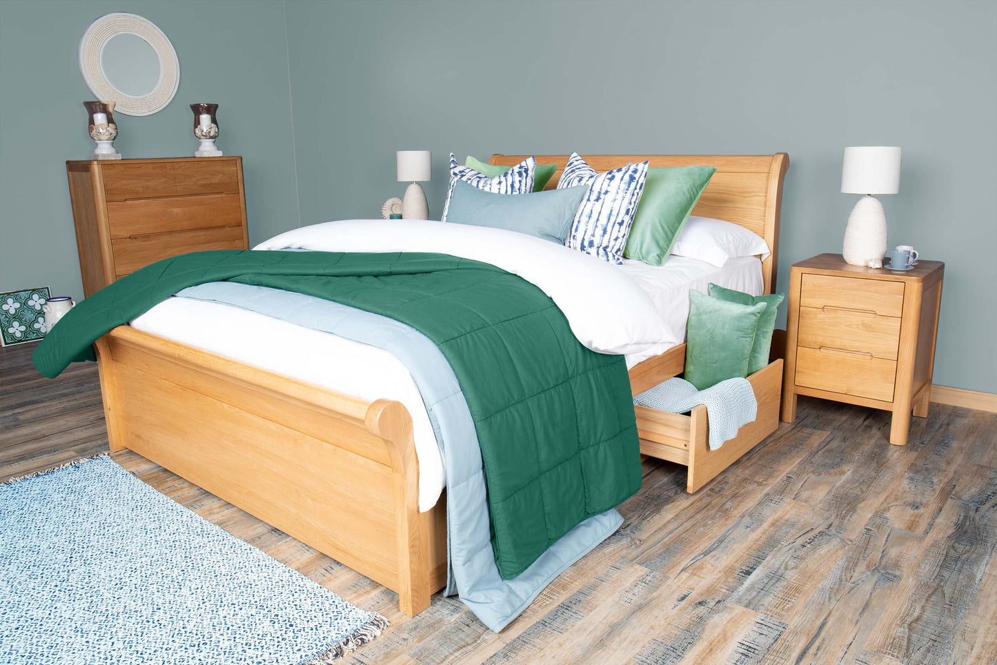 Mayfield Storage Bed Frame - 6ft Super King - Natural Oak