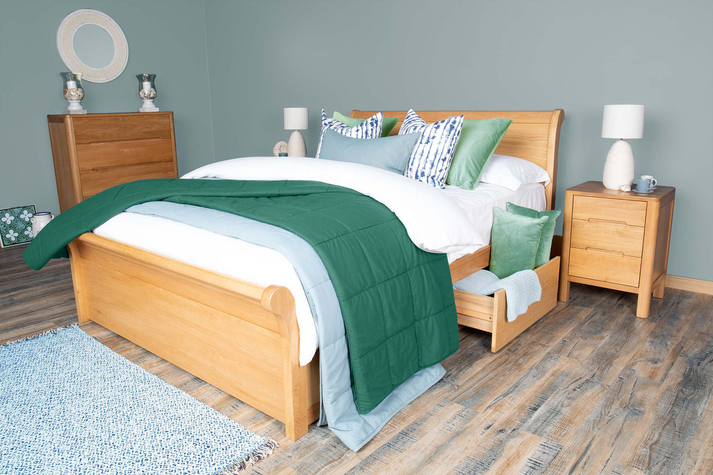 Mayfield Storage Bed Frame - 6ft Super King - Natural Oak