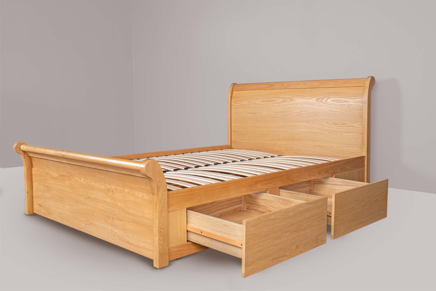 Mayfield Storage Bed Frame - 5ft King Size - Natural Oak