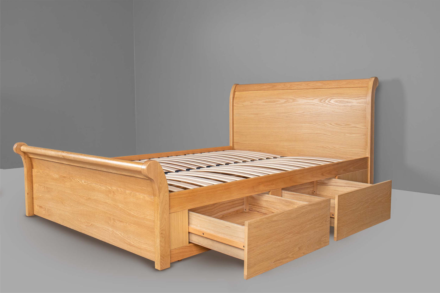 Mayfield Storage Bed Frame - 5ft King Size - Natural Oak