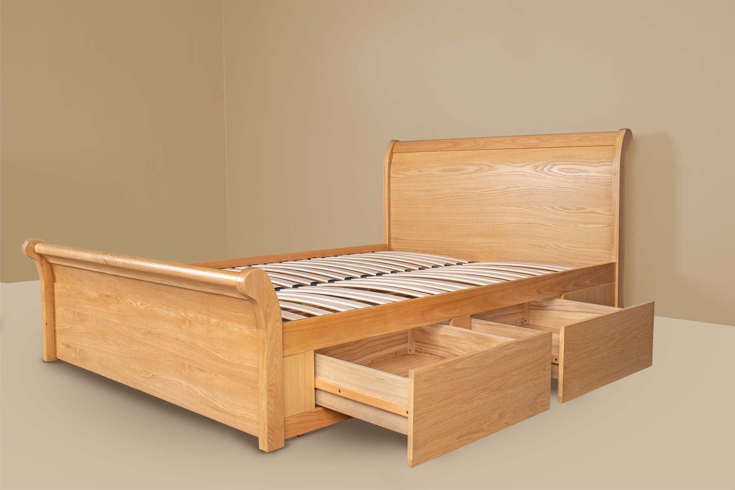 Mayfield Storage Bed Frame - 5ft King Size - Natural Oak