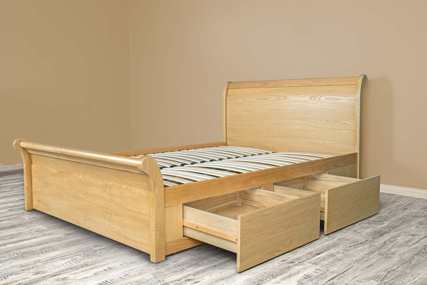 Mayfield Storage Bed Frame - 4ft6 Double - Natural Oak
