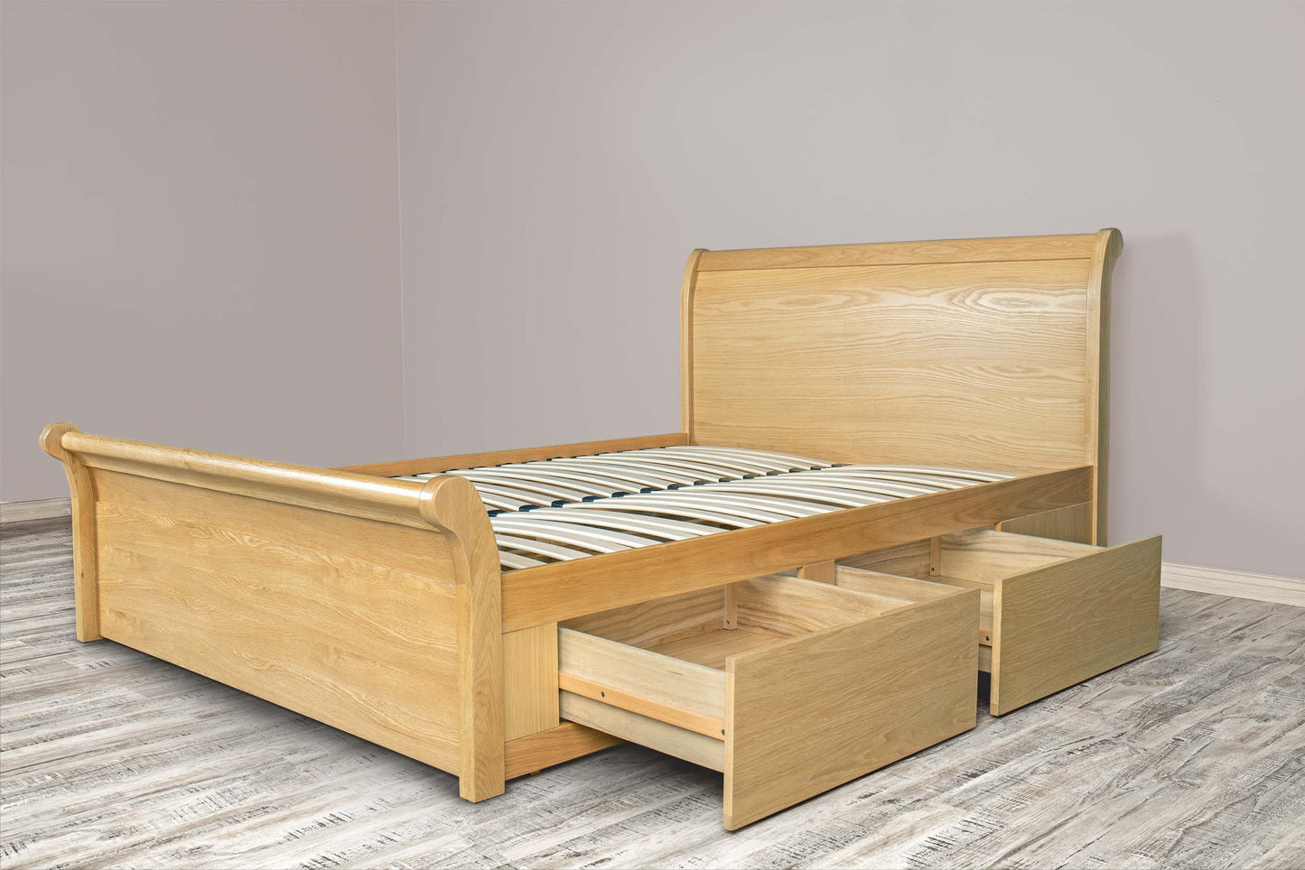 Mayfield Storage Bed Frame - 5ft King Size - Natural Oak