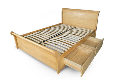 Mayfield Storage Bed Frame - 4ft6 Double - Natural Oak