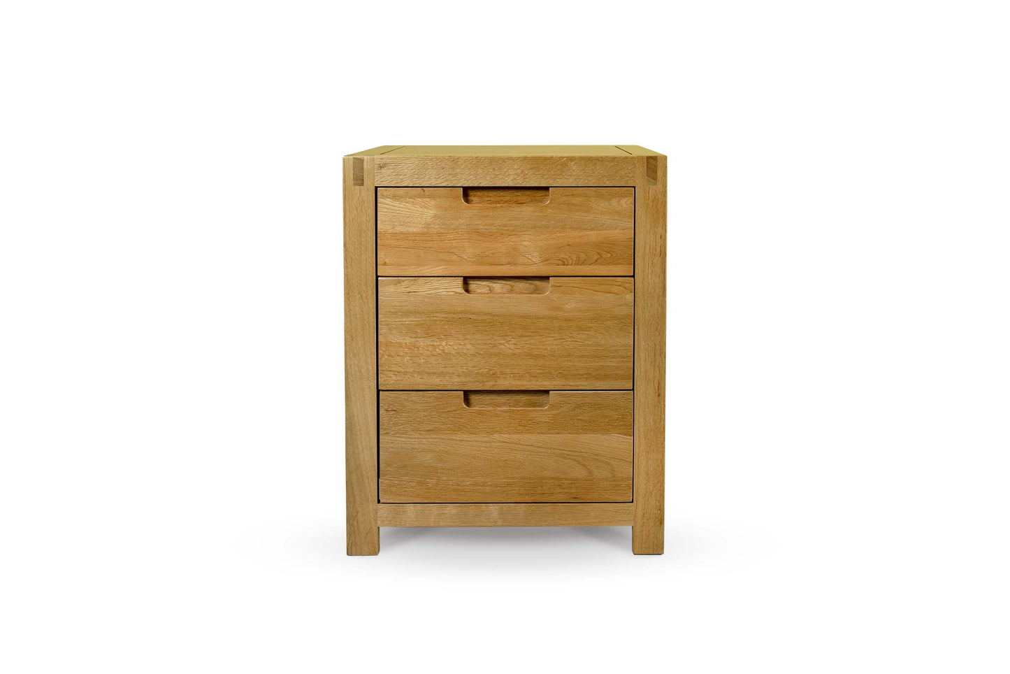 2+1 Drawer Bedside Table - Square Style - Natural Oak