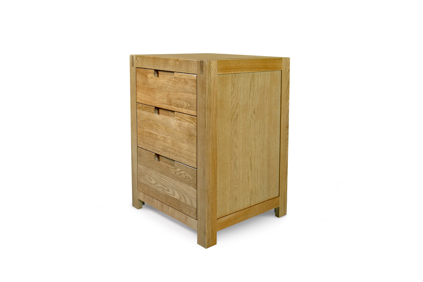 2+1 Drawer Bedside Table - Square Style - Natural Oak