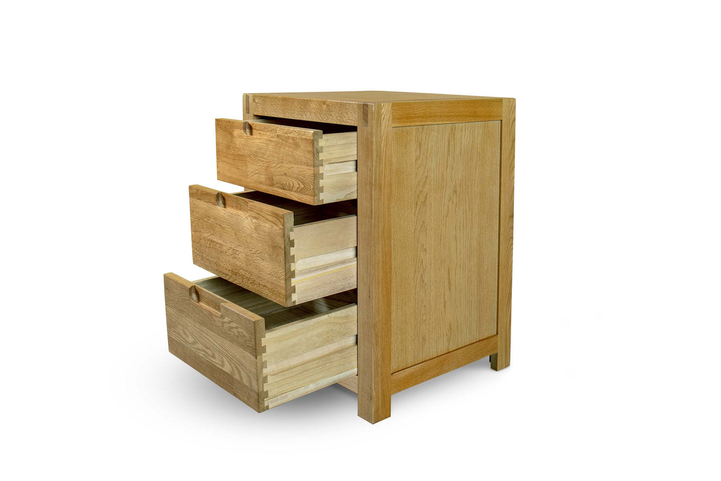 2+1 Drawer Bedside Table - Square Style - Natural Oak