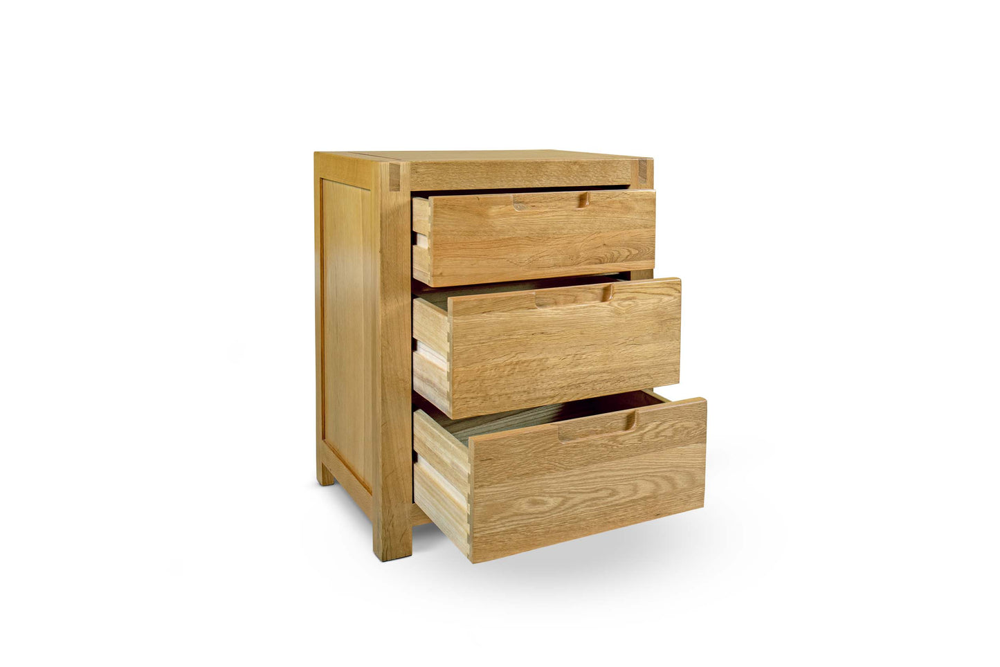 2+1 Drawer Bedside Table - Square Style - Natural Oak