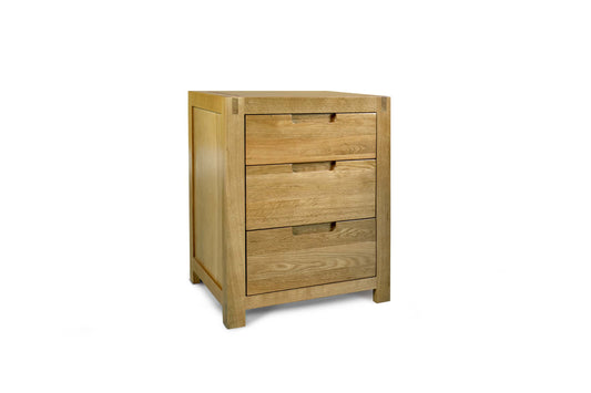 2+1 Drawer Bedside Table - Square Style - Natural Oak