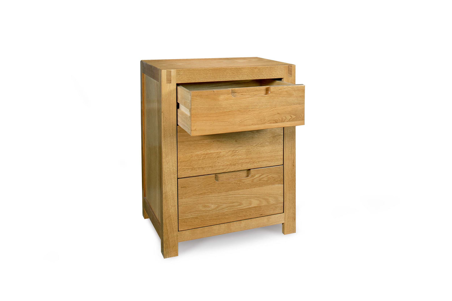 2+1 Drawer Bedside Table - Square Style - Natural Oak