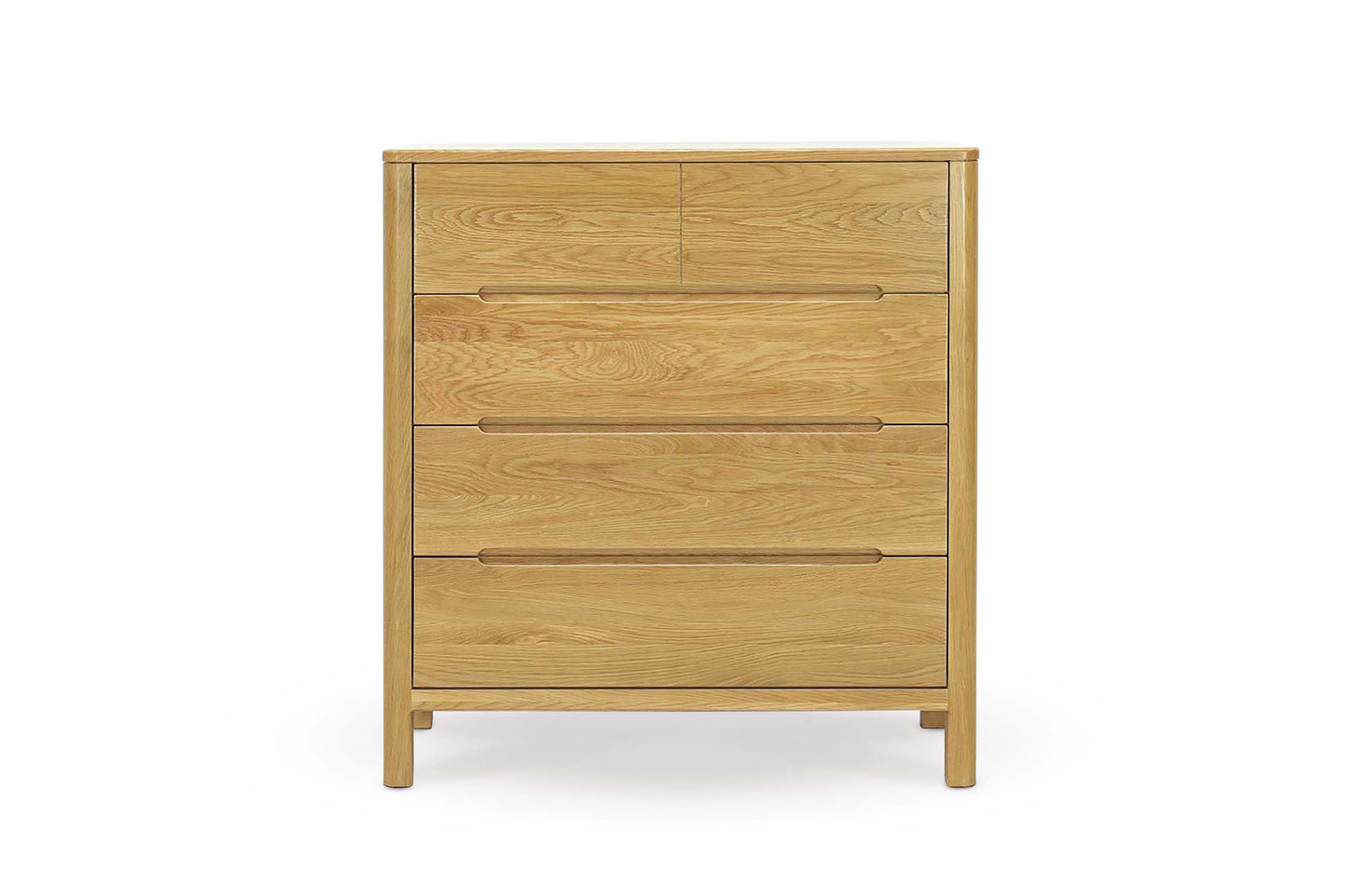 2 Over 3 Drawer Chest of Drawers - Curve Style - Natural Oak