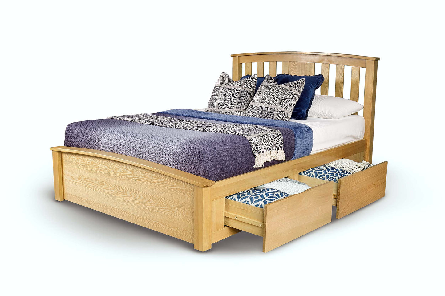 Raffles Storage Bed Frame - 4ft6 Double - Natural Oak