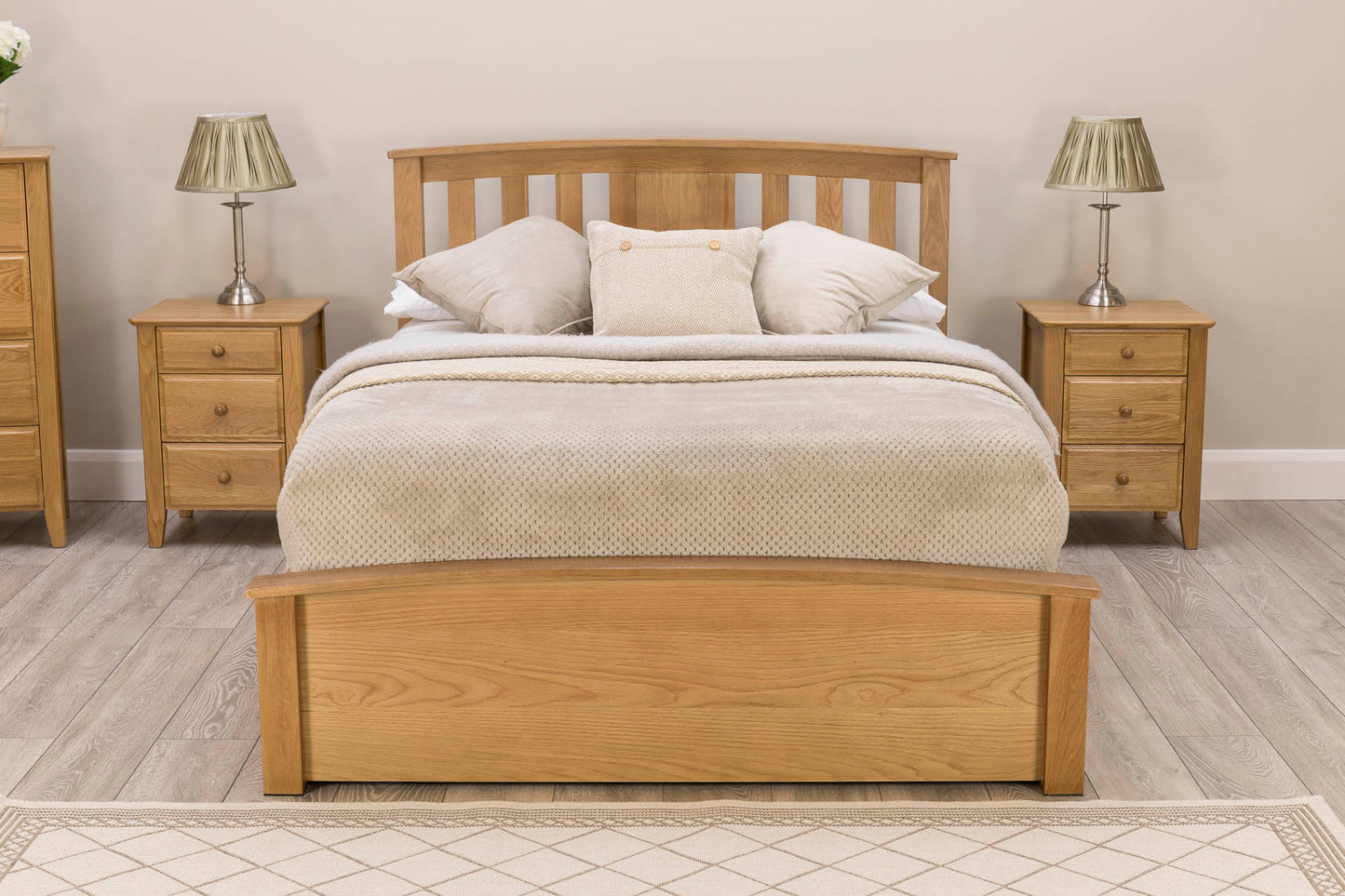 Raffles Storage Bed Frame - 4ft6 Double - Natural Oak