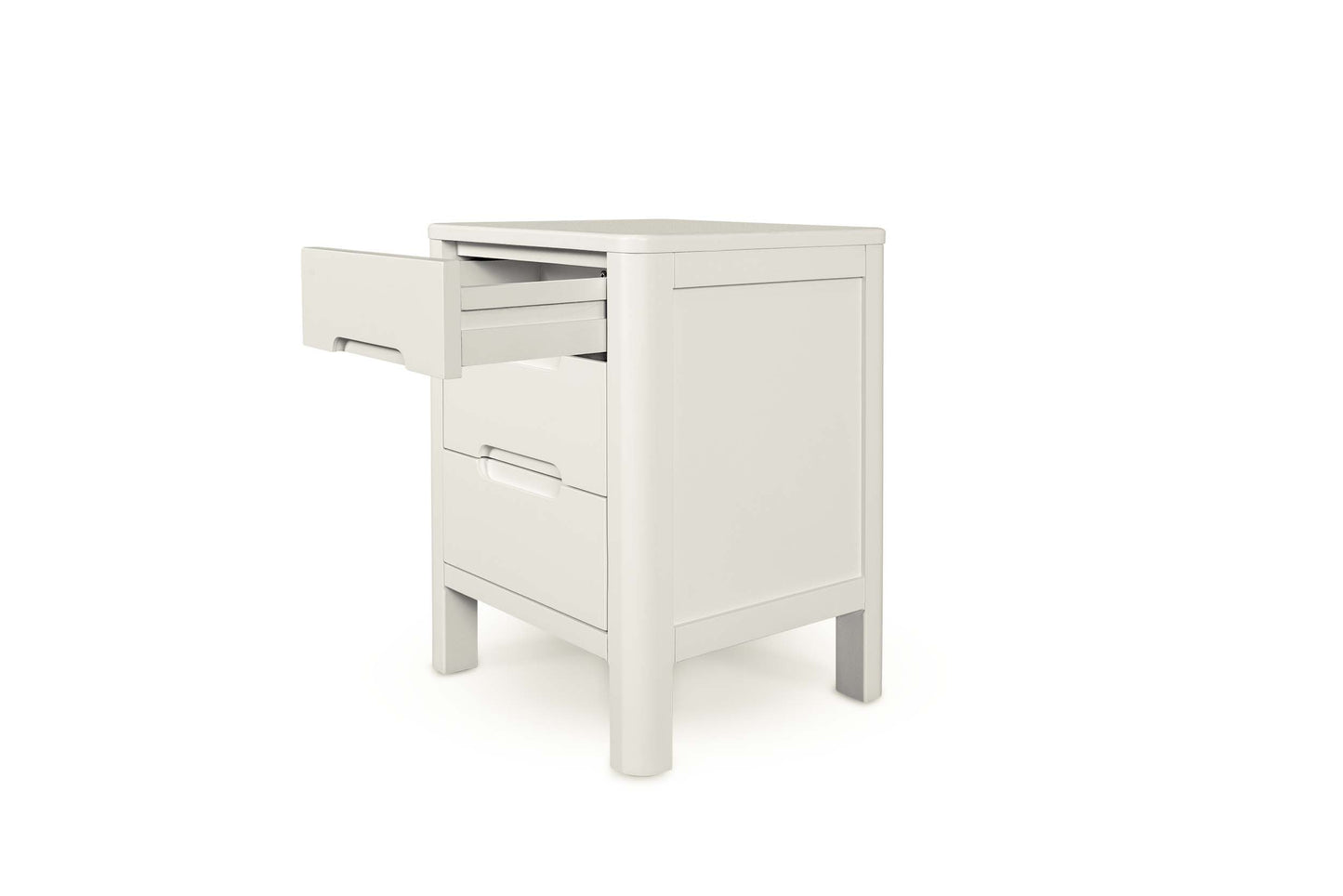 2+1 Drawer Bedside Table - Curve Style - Soft White