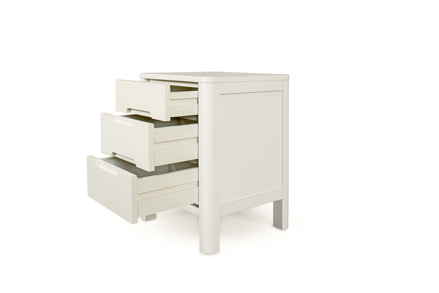 2+1 Drawer Bedside Table - Curve Style - Soft White