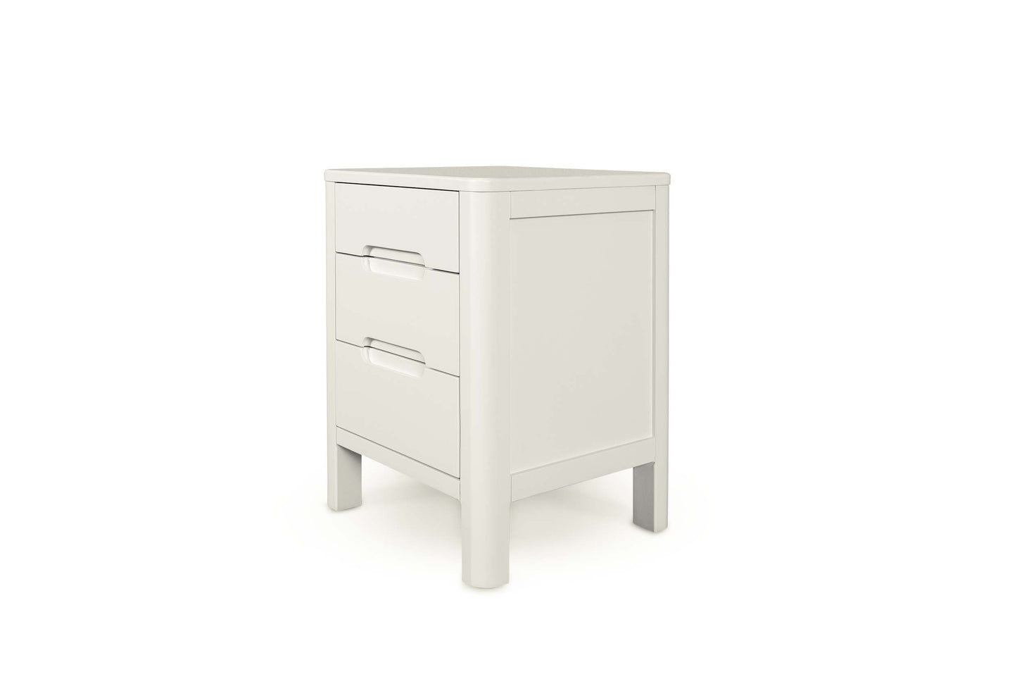 2+1 Drawer Bedside Table - Curve Style - Soft White