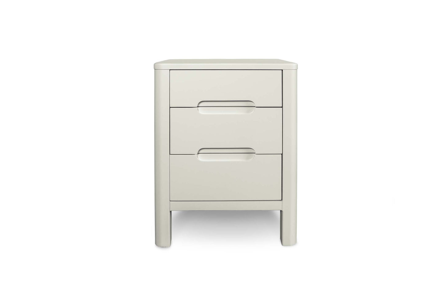 2+1 Drawer Bedside Table - Curve Style - Soft White