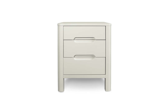 2+1 Drawer Bedside Table - Curve Style - Soft White