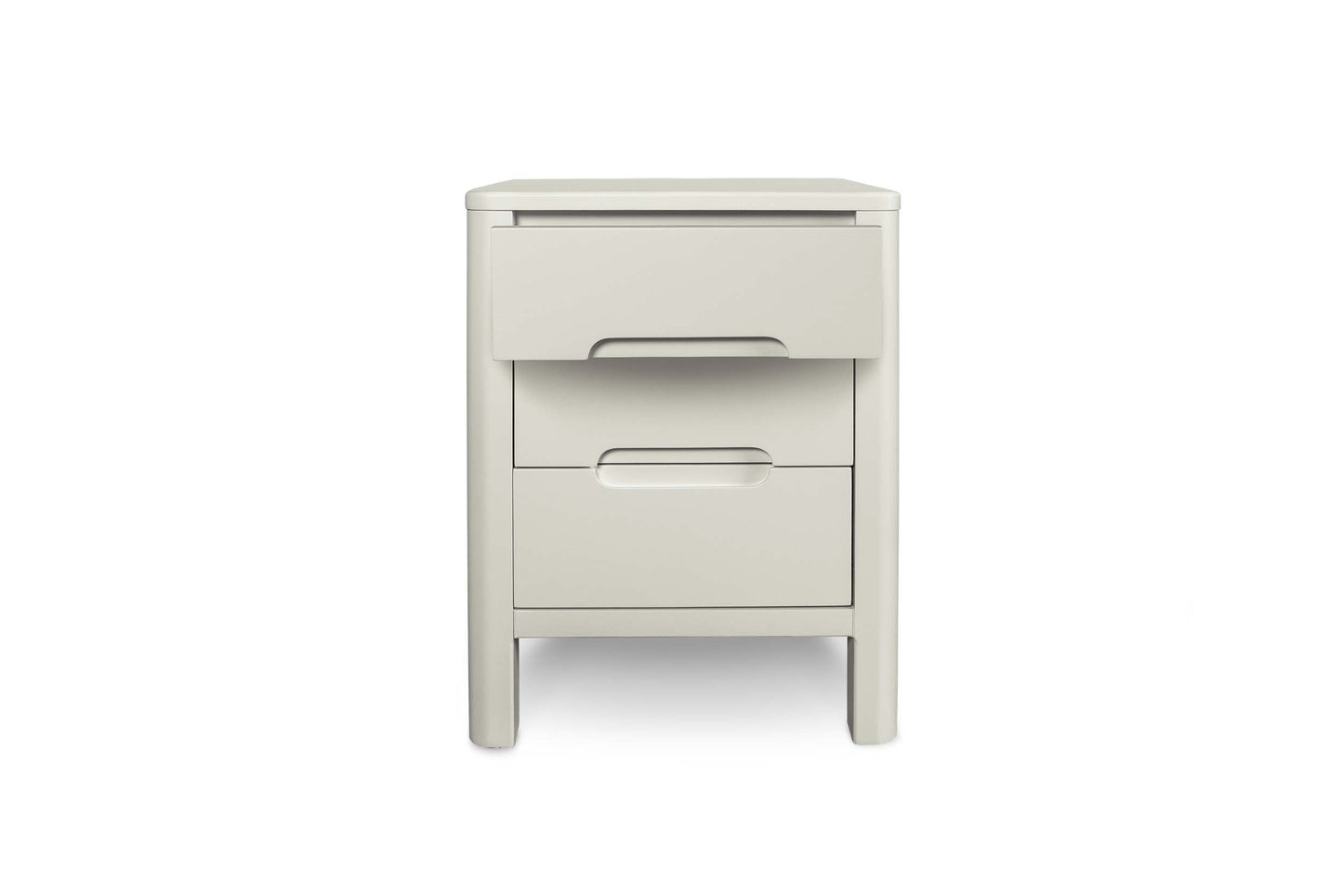 2+1 Drawer Bedside Table - Curve Style - Soft White