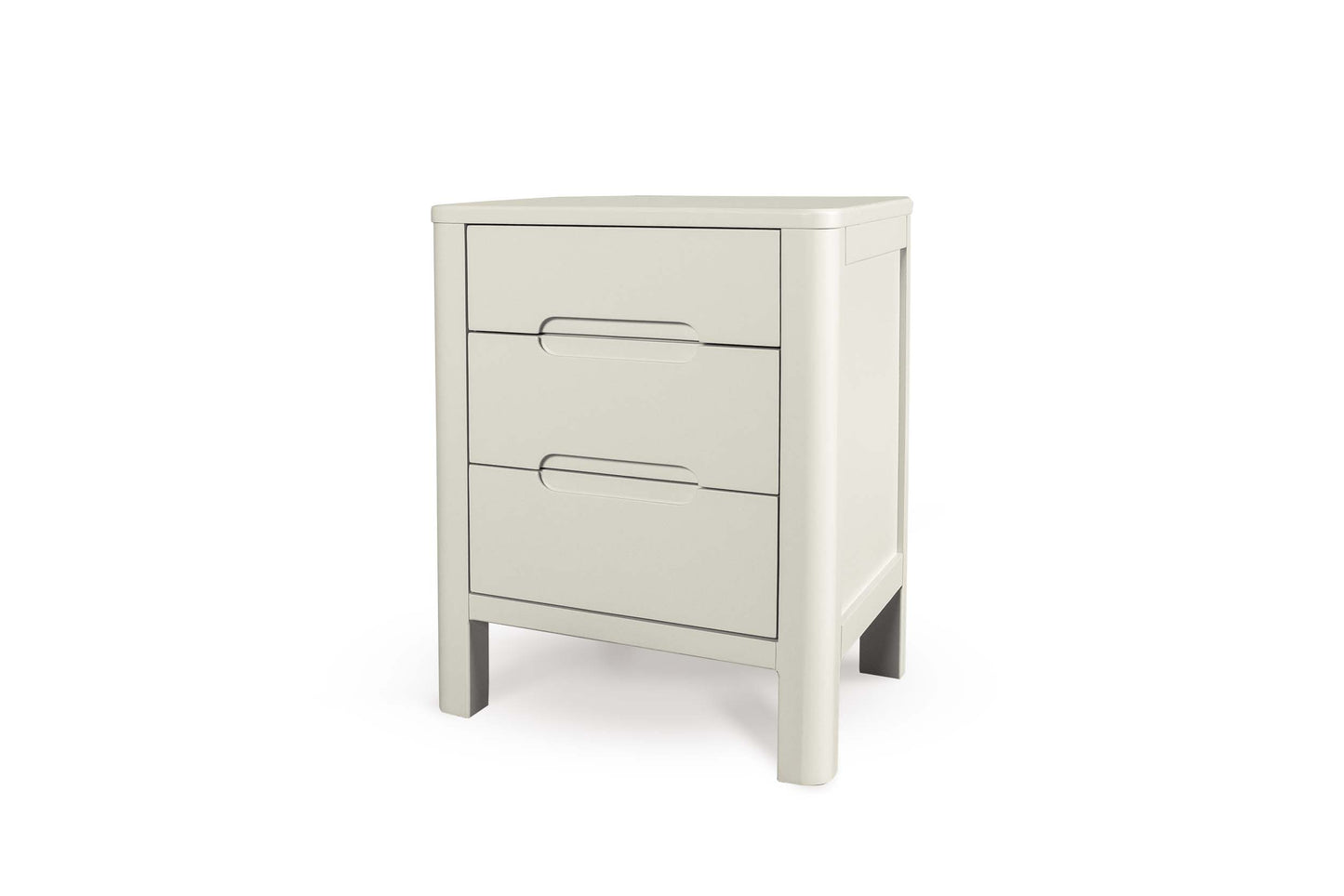 2+1 Drawer Bedside Table - Curve Style - Soft White