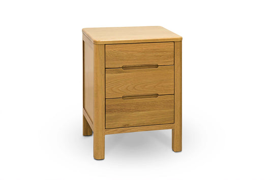 2+1 Drawer Bedside Table - Curve Style - Natural Oak