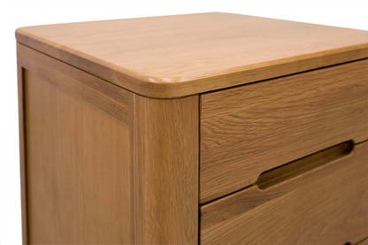 2+1 Drawer Bedside Table - Curve Style - Natural Oak