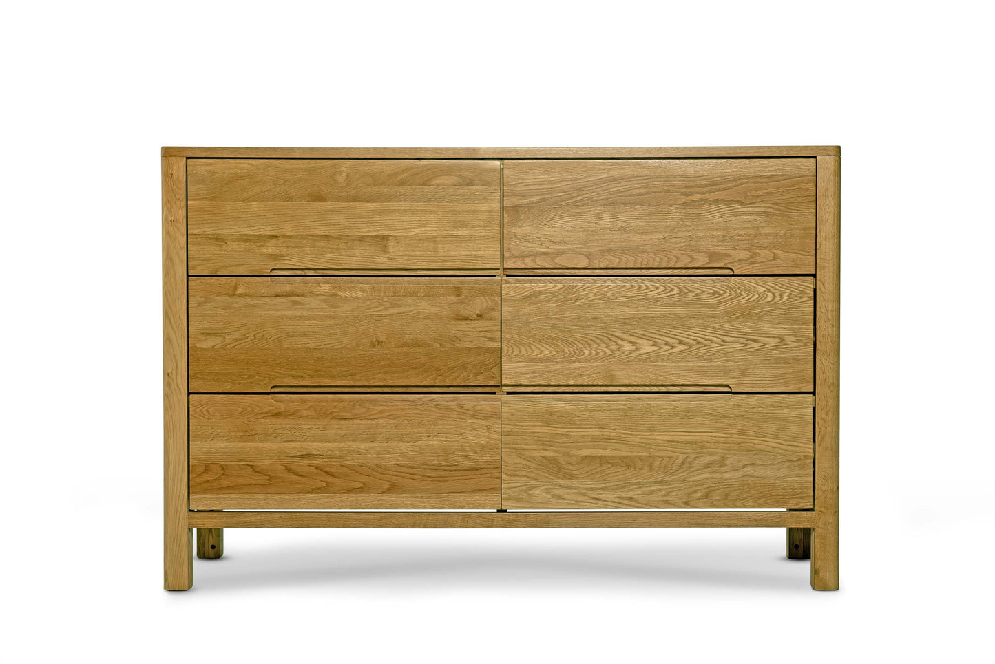 6 Drawer Chest of Drawers - Curve Style - Natural Oak