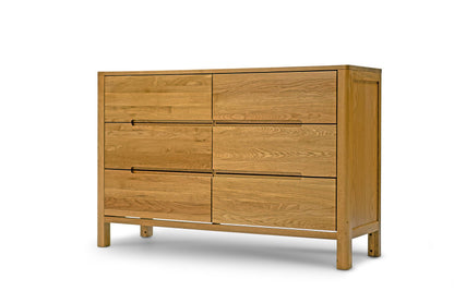 6 Drawer Chest of Drawers - Curve Style - Natural Oak