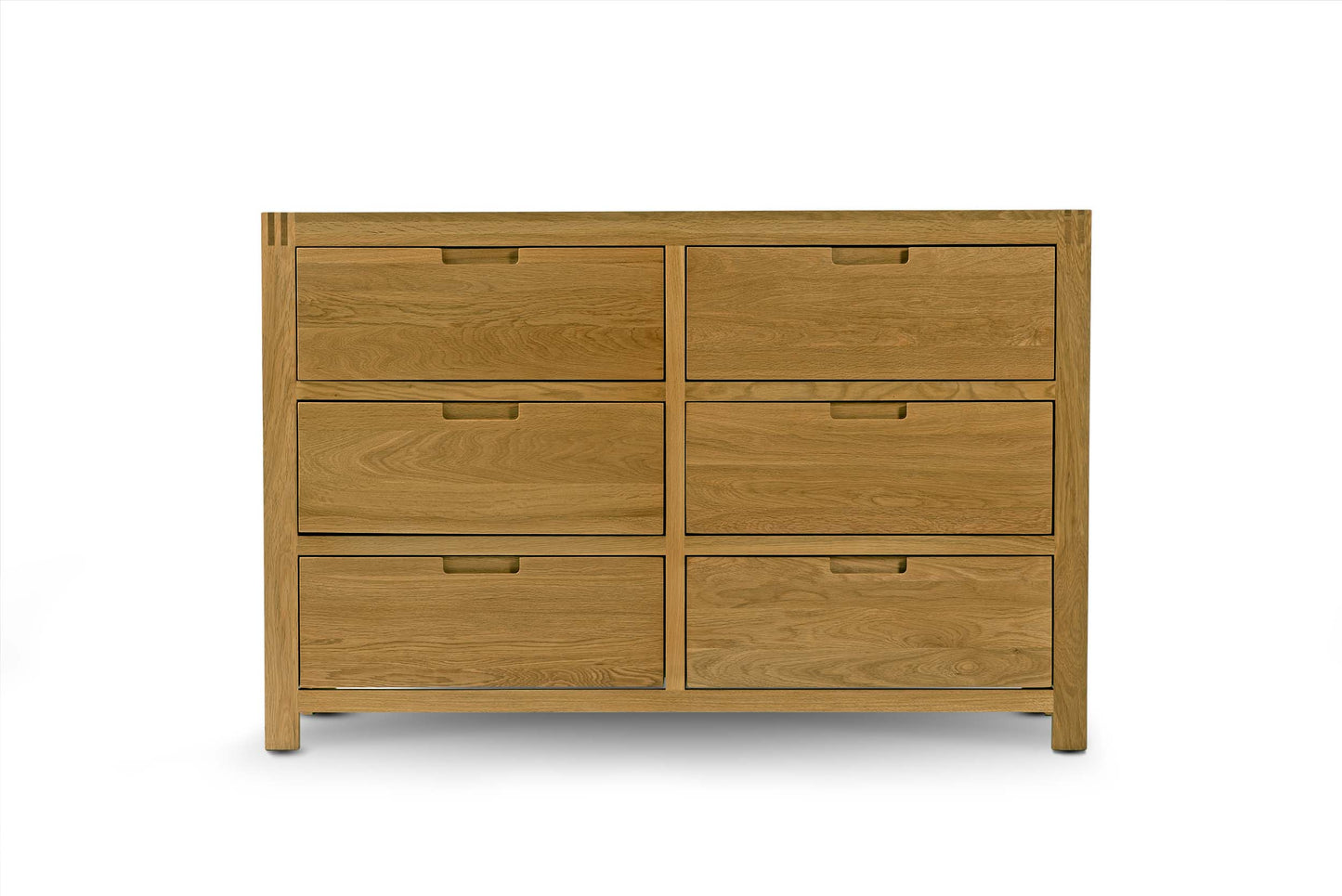 6 Drawer Chest of Drawers - Square Style - Natural Oak