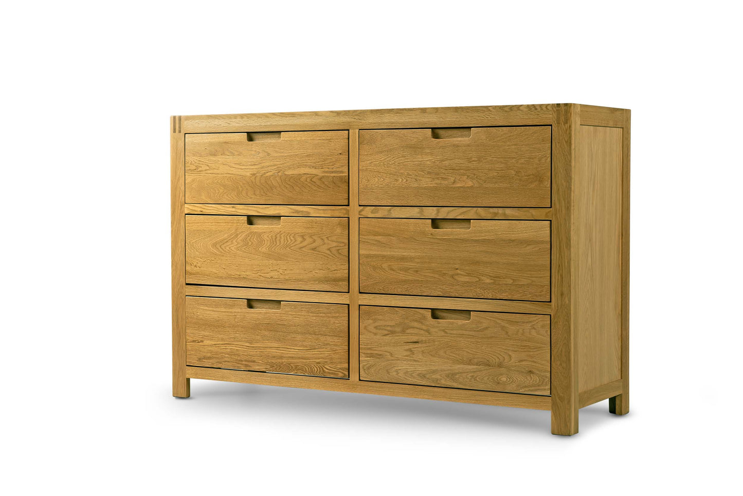 6 Drawer Chest of Drawers - Square Style - Natural Oak