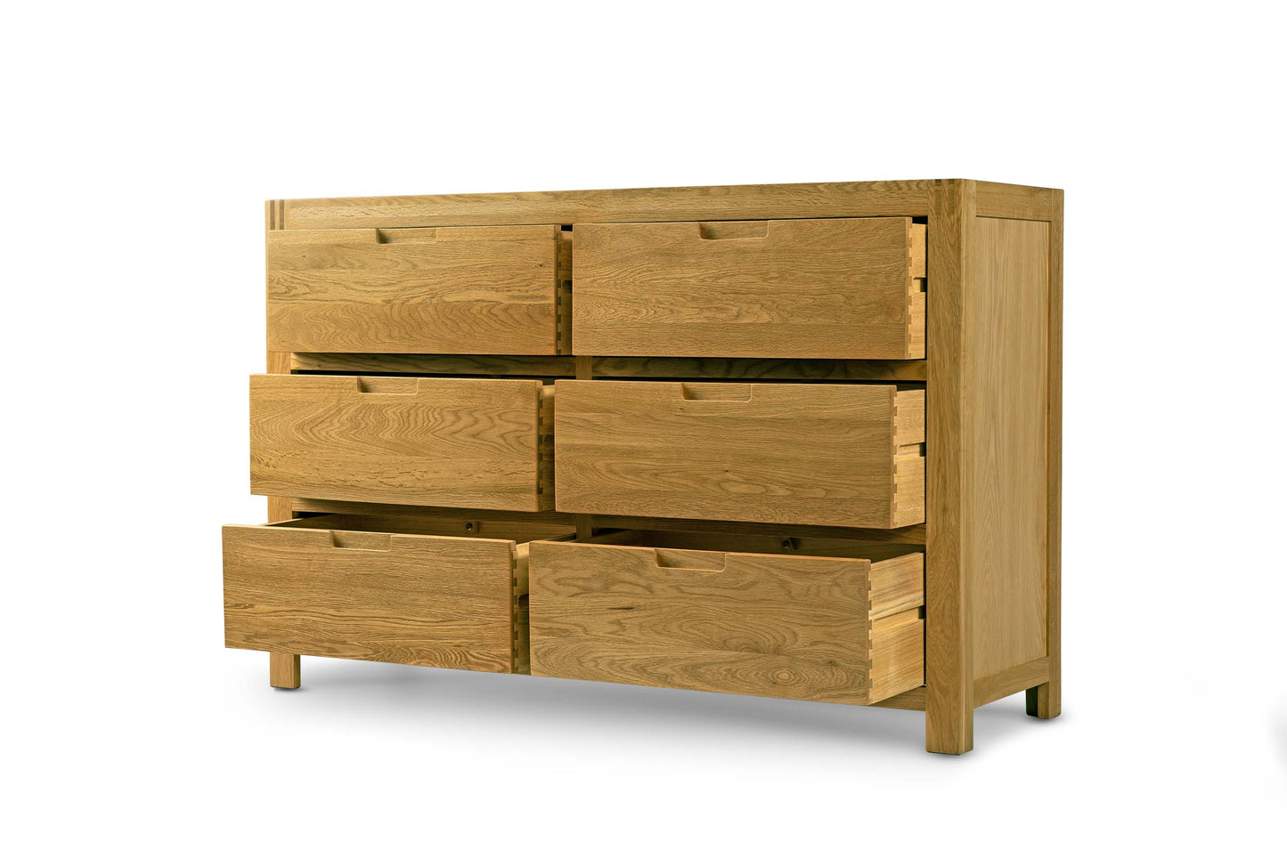 6 Drawer Chest of Drawers - Square Style - Natural Oak