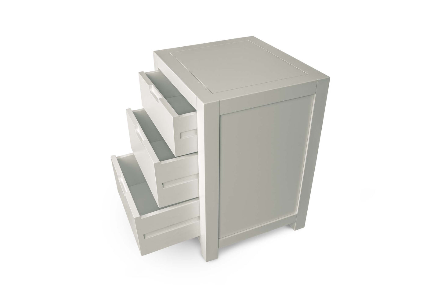 2+1 Drawer Bedside Table - Square Style - Soft White