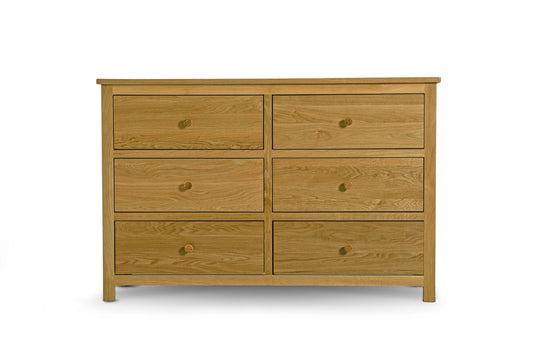 6 Drawer Chest of Drawers - Standard Style - Natural Oak