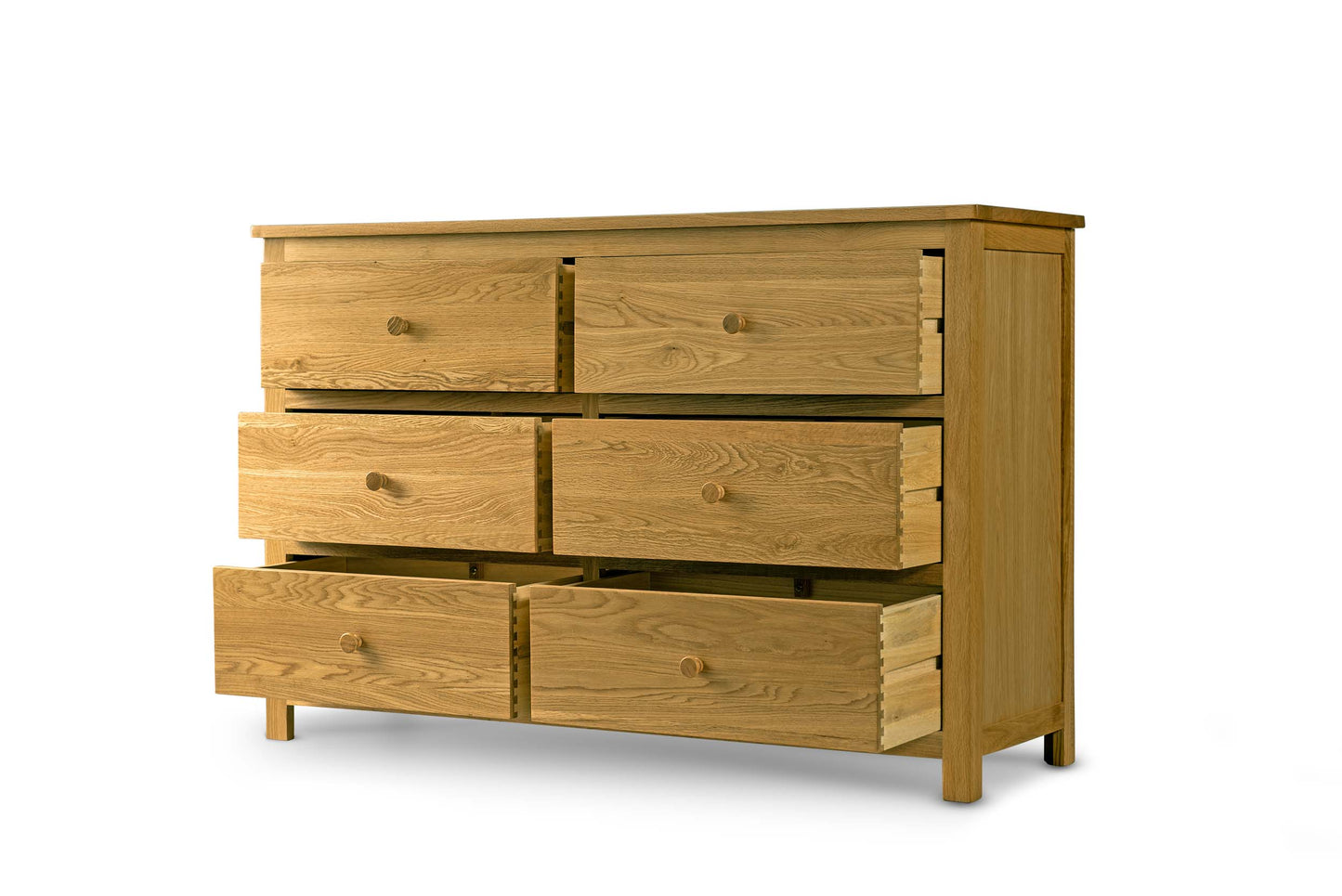 6 Drawer Chest of Drawers - Standard Style - Natural Oak